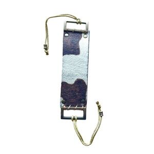 Calf Hair and Antique Brass Leather Bracelet, Canadian Handmade